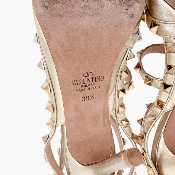 Valentino Garavani Rockstud Caged Pumps EU 39.5 US 9.5 Metallic Gold High Heels - Picture 16 of 16